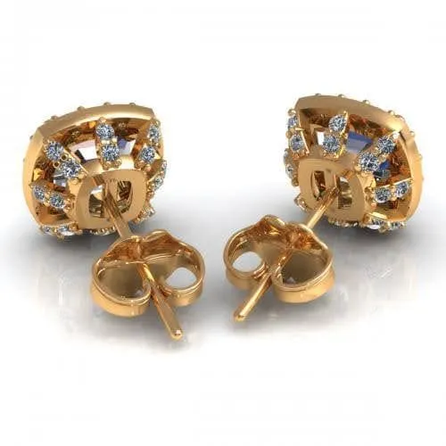 0.45-2.20 CT Round & Ascher Cut Diamonds - Stud Earrings