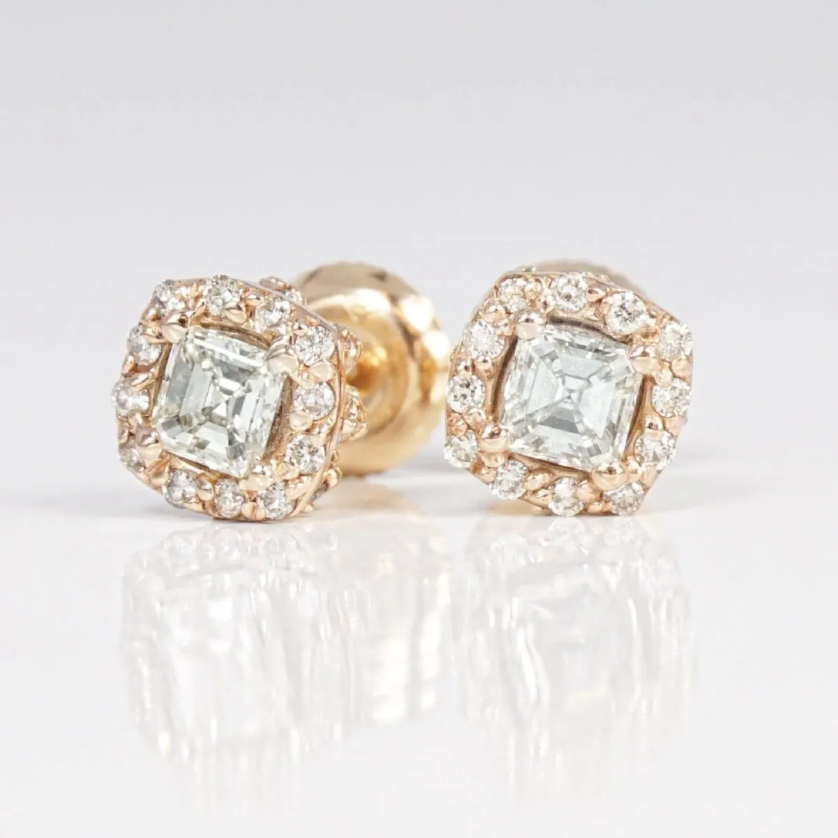 0.45-2.20 CT Round & Ascher Cut Diamonds - Stud Earrings