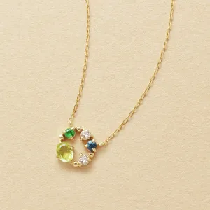 10K Green Multicolor Circle Necklace (Yellow Gold)