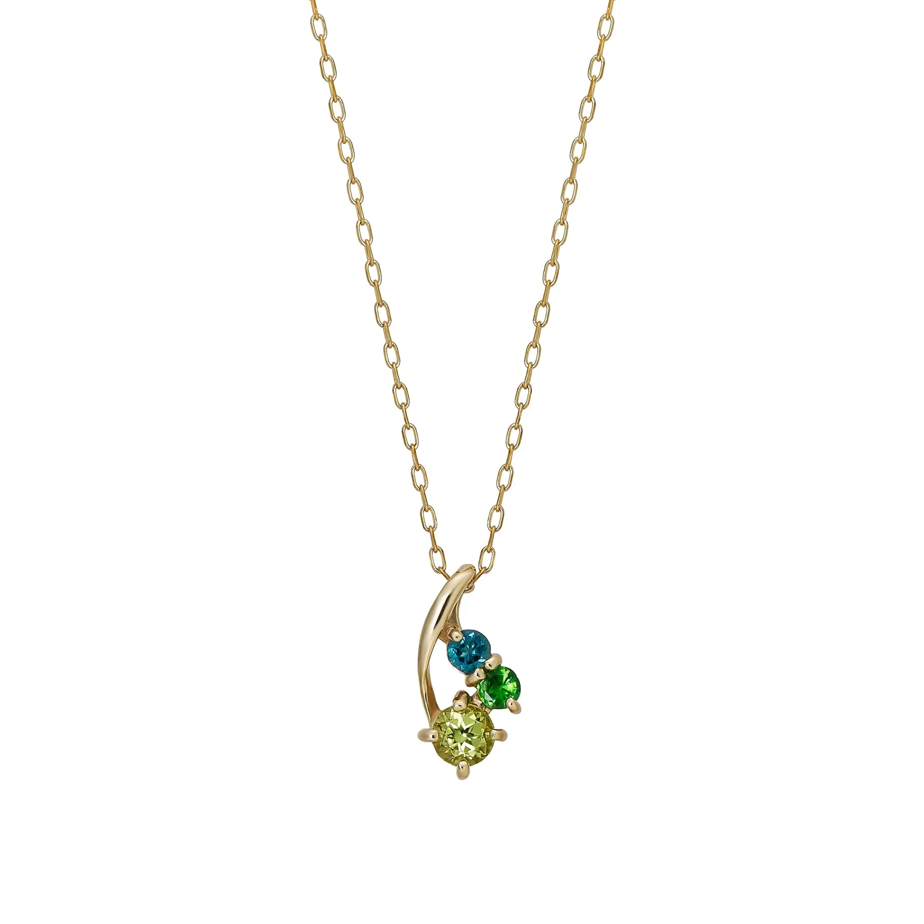 10K Multicolor Twisted Line Necklace (Yellow Gold)