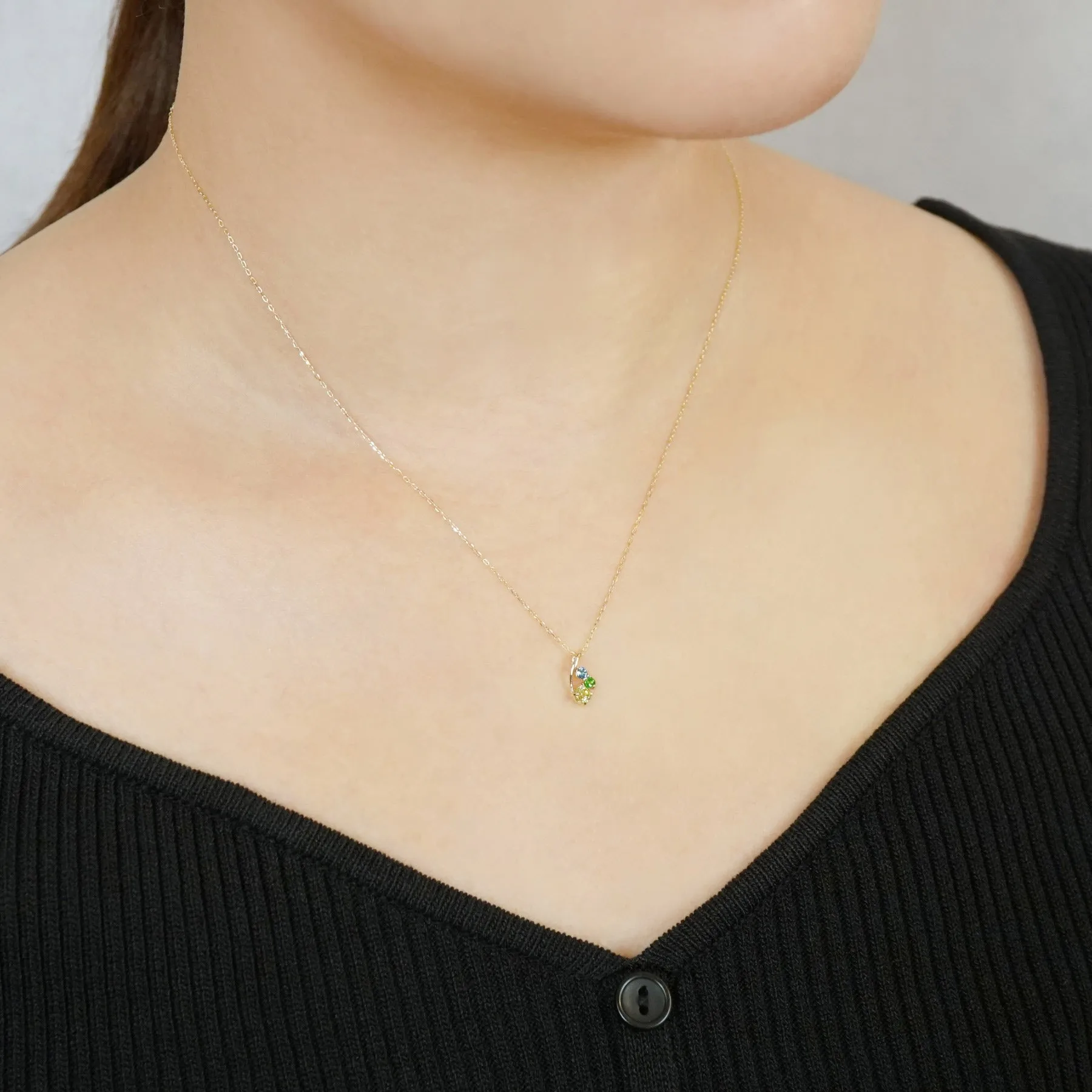 10K Multicolor Twisted Line Necklace (Yellow Gold)