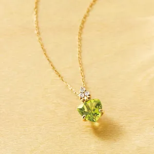 10K Trilliant Peridot Necklace (Yellow Gold)