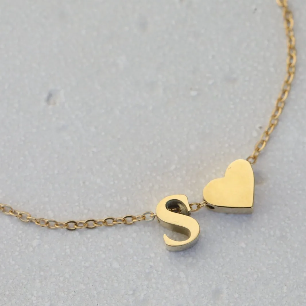 14K Gold-Filled Heart Initial Bracelet | Custom Bracelet | Personalized Letter Bracelets