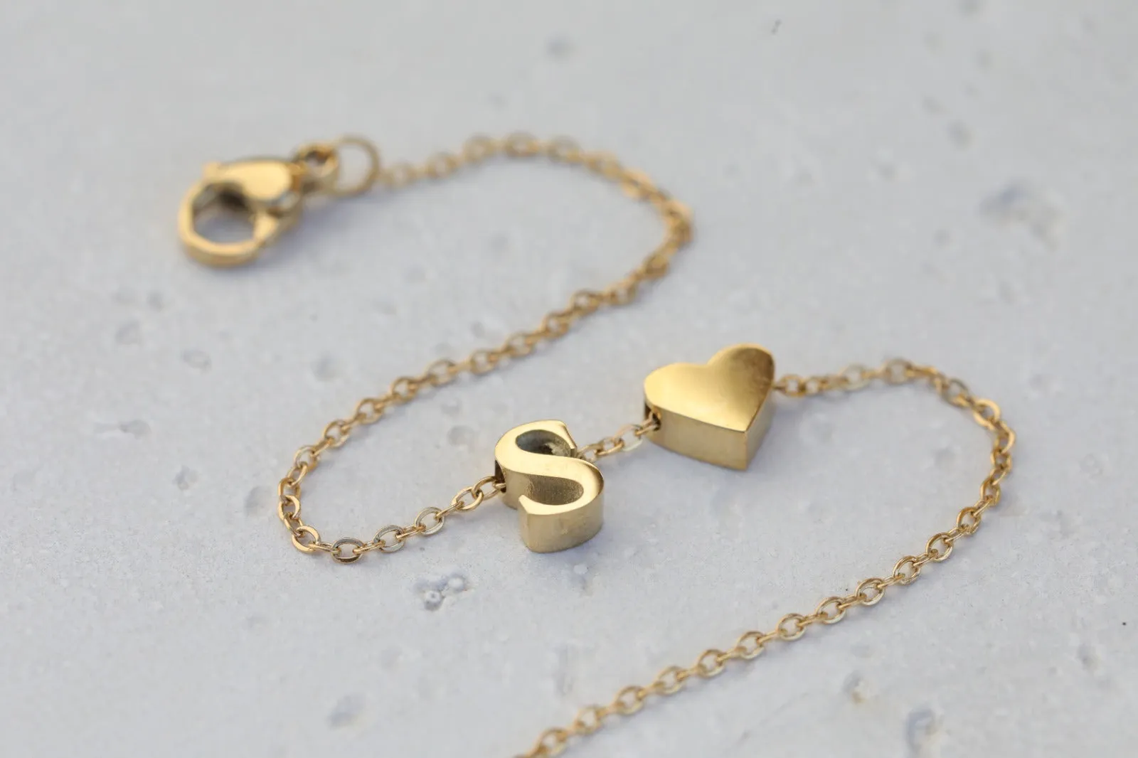 14K Gold-Filled Heart Initial Bracelet | Custom Bracelet | Personalized Letter Bracelets