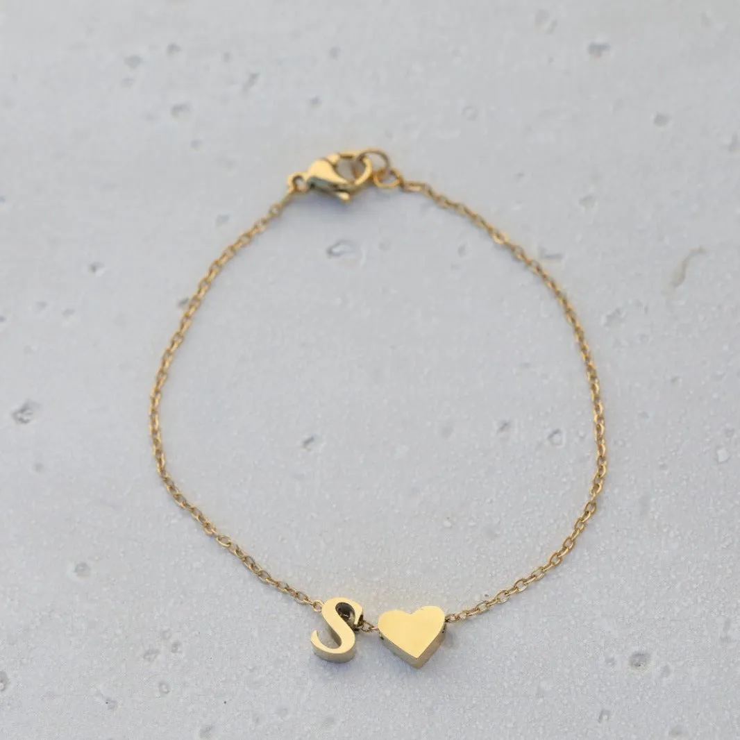 14K Gold-Filled Heart Initial Bracelet | Custom Bracelet | Personalized Letter Bracelets
