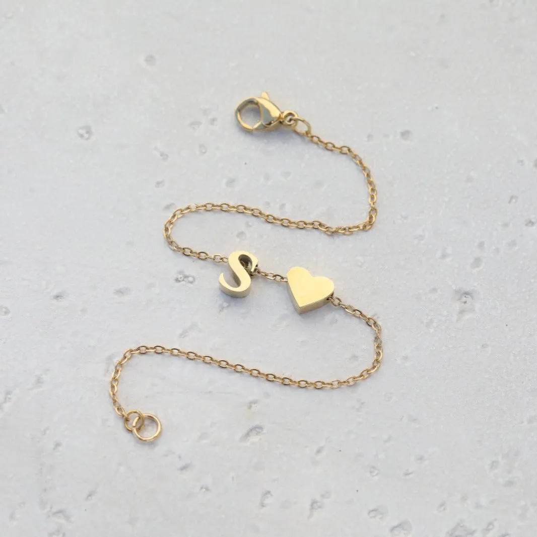 14K Gold-Filled Heart Initial Bracelet | Custom Bracelet | Personalized Letter Bracelets