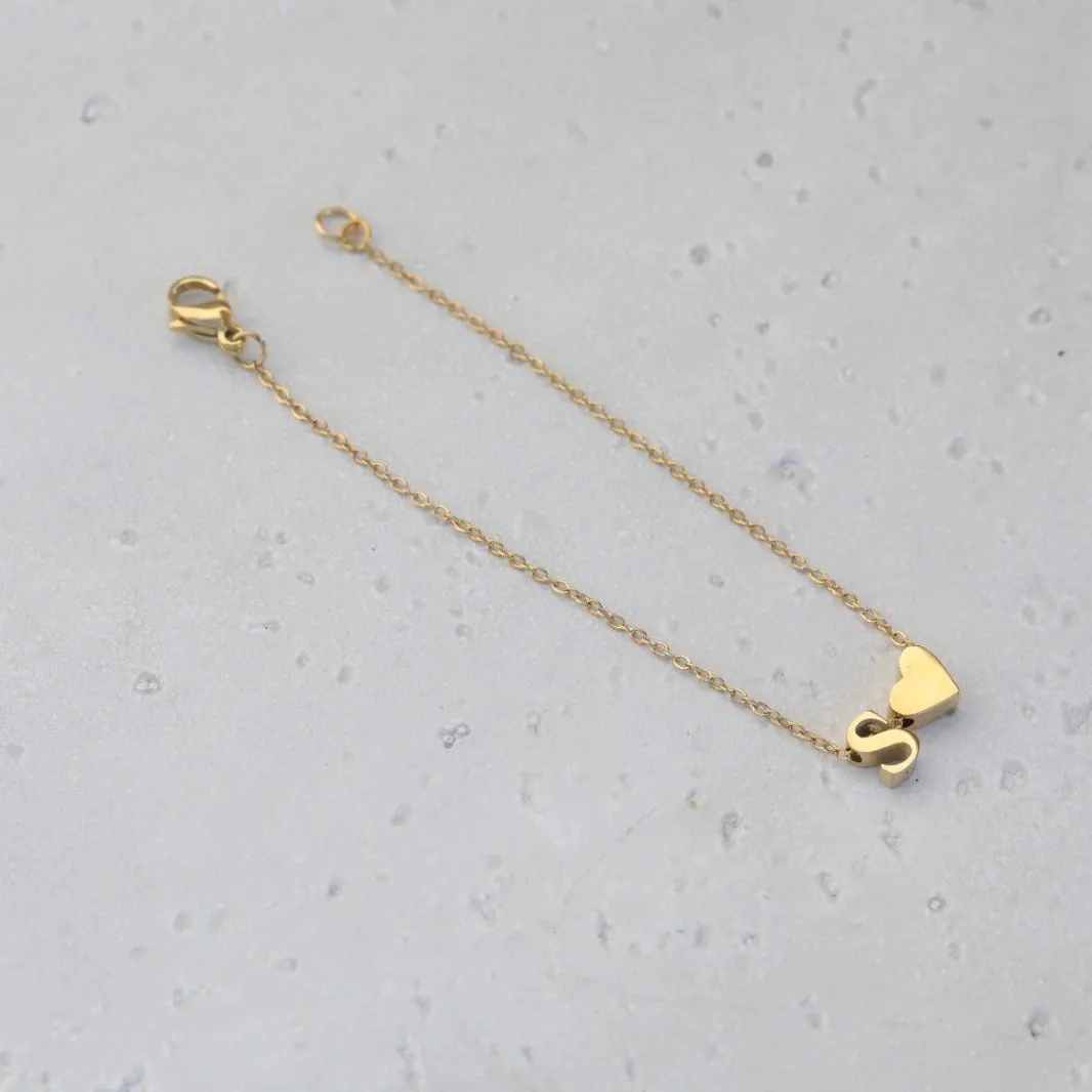 14K Gold-Filled Heart Initial Bracelet | Custom Bracelet | Personalized Letter Bracelets