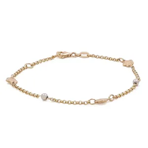 14K Yellow and White  Gold Beads Kids Bracelet