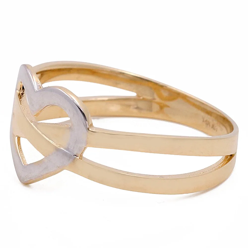 14K Yellow and White Gold Heart Ring