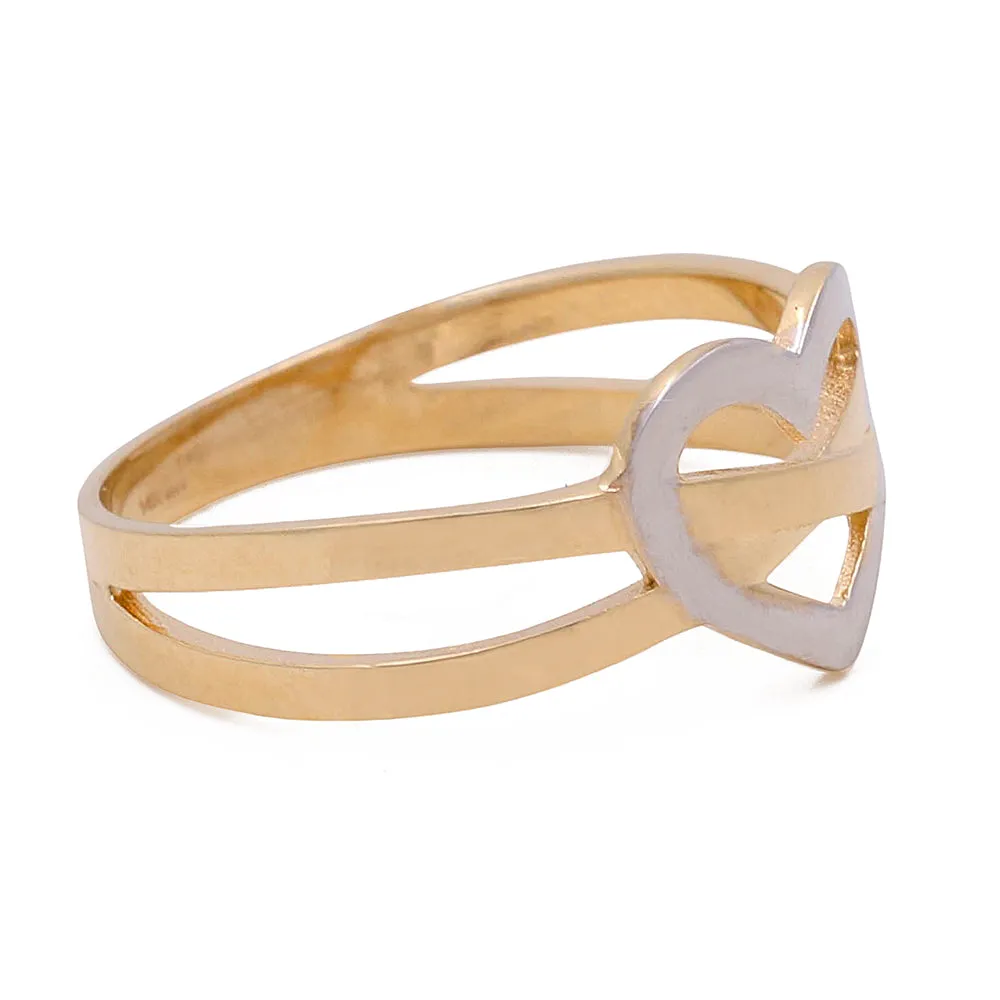 14K Yellow and White Gold Heart Ring