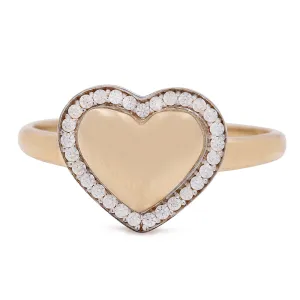 14K Yellow Gold Heart Ring with Cubic Zirconias