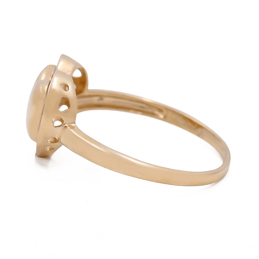 14K Yellow Gold Heart Ring with Cubic Zirconias