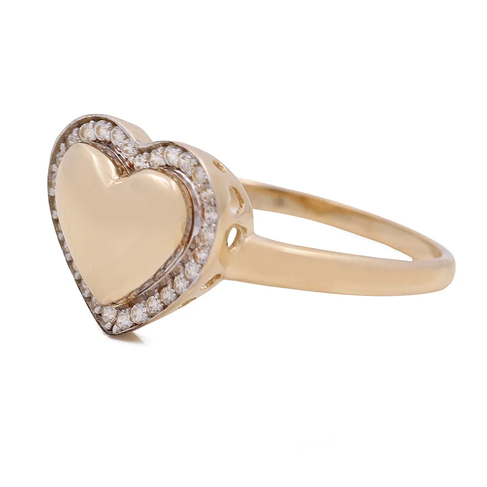 14K Yellow Gold Heart Ring with Cubic Zirconias