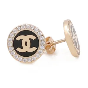 14K Yellow Gold Onyx Earrings with Cubic Zirconias