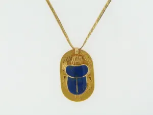 22K YELLOW GOLD LAPIS LAZULI BEETLE PENDANT