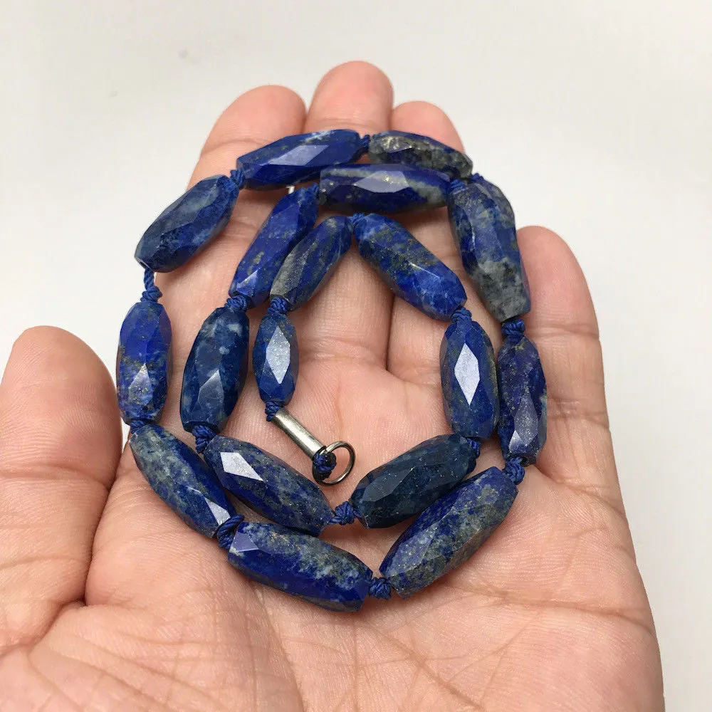 37.3 Grams 100% NATURAL Faceted Lapis Lazuli Beads Strand from Afghanistan, FB11