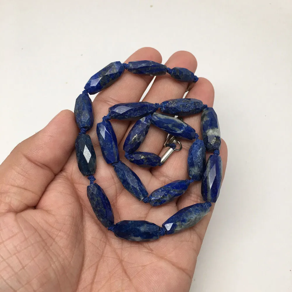 37.3 Grams 100% NATURAL Faceted Lapis Lazuli Beads Strand from Afghanistan, FB11