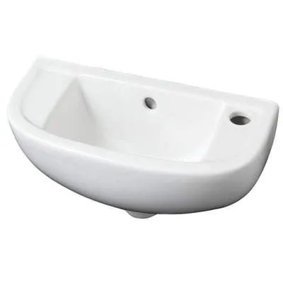 45cm Slim Line Basin 1 Tap Hole in Alpine White
