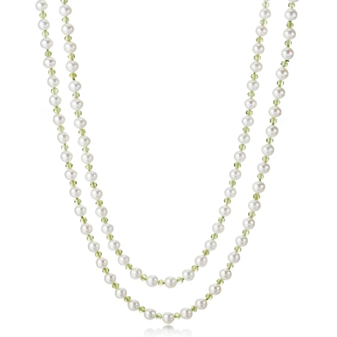 5mm Pearl & Peridot Rope Necklace