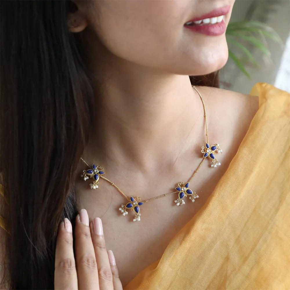 92.5 Silver Butterfly Blue Lapis Necklace