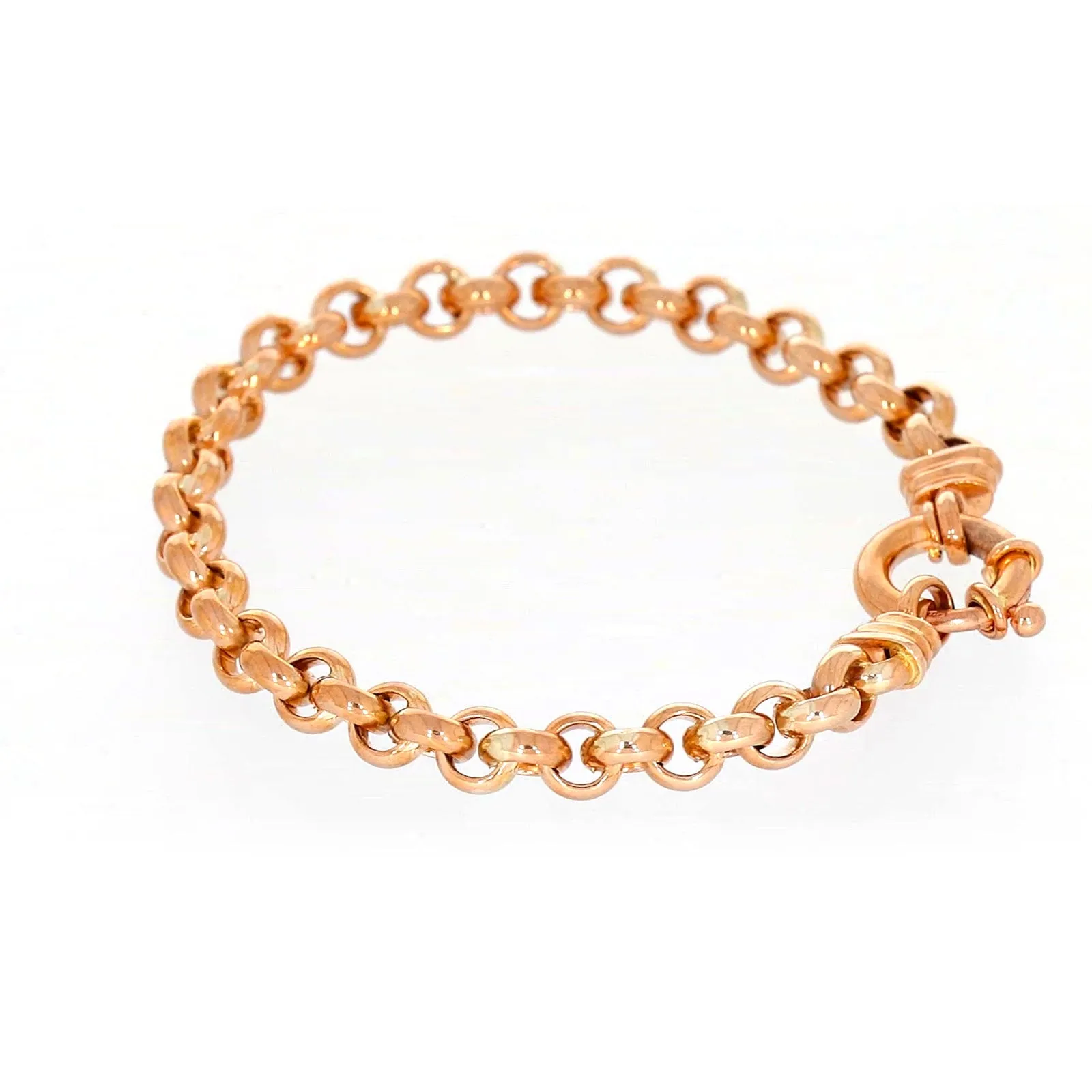 9ct Rose Gold Silver Filled 19cm Belcher with Bolt Bracelet
