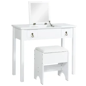 Bathroom Vanity Table Set w/ Square Mirror, Stool Bathroom Vanity Table Set w/ Square Mirror, Stool
