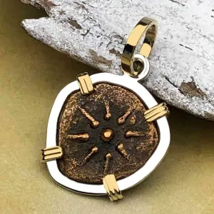 Biblical Widow's Mite 14K Gold and Sterling Silver Pendant | Artifact #3710