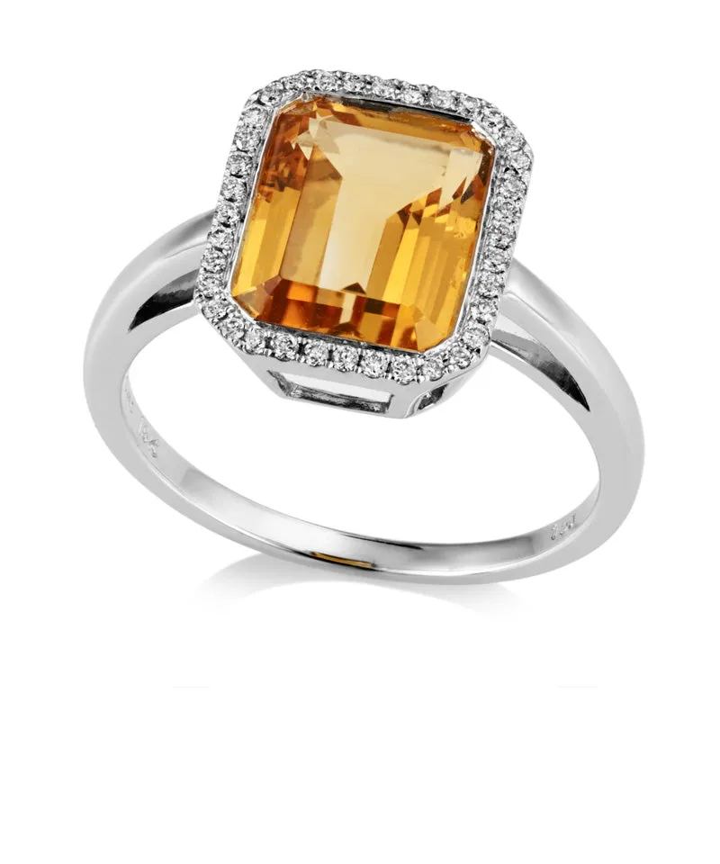 Citrine and Diamond Ring