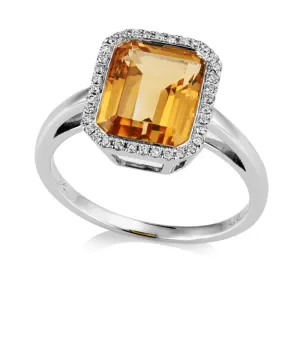 Citrine and Diamond Ring