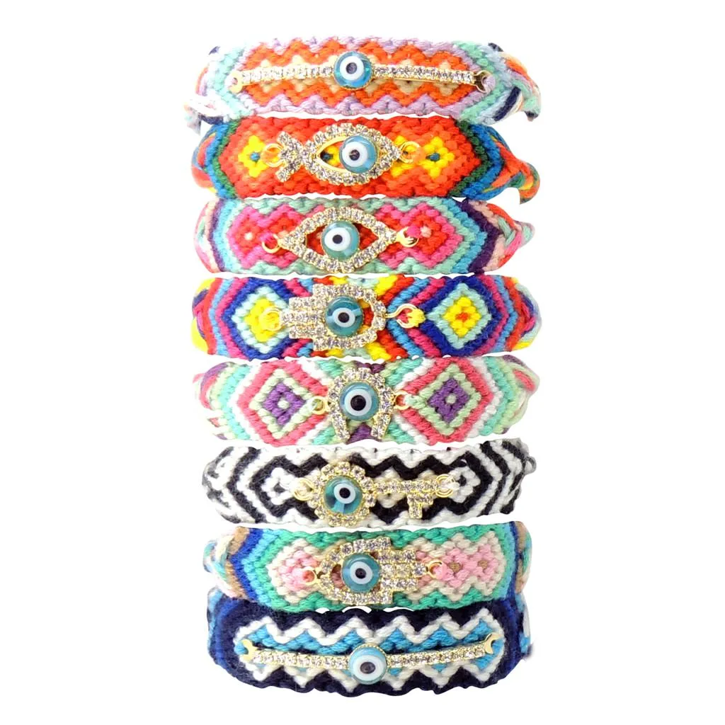 Diamante Hamsa Hand Charm Midi Friendship Bracelet