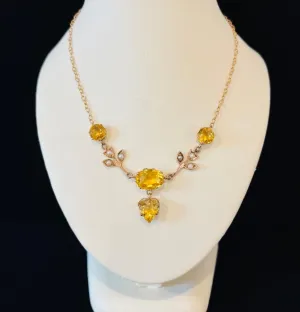 Edwardian Citrine and Pearl Heart Shape Necklace