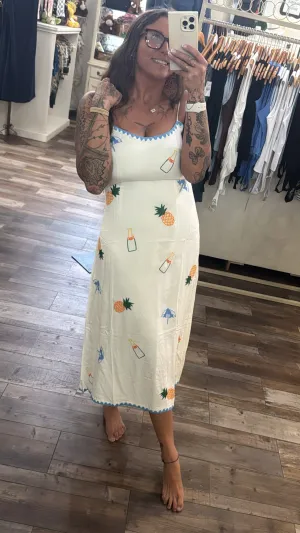 Fiona Flat White Pineapple Brunch Dress