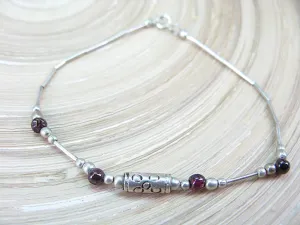 Garnet Tribal Oxidized 925 Sterling Silver Bracelet