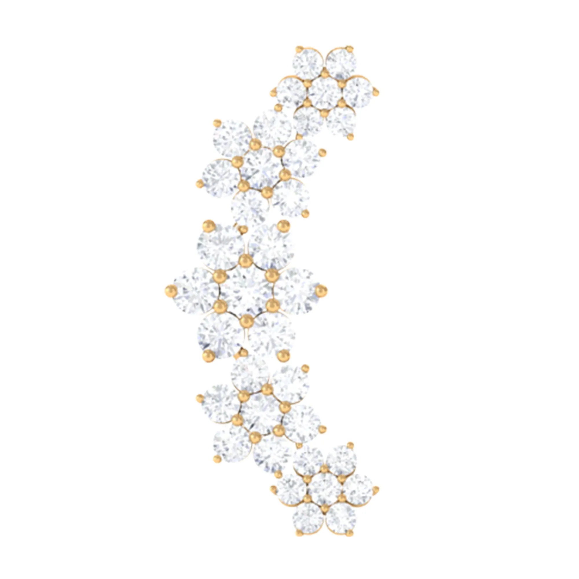 Genuine Diamond Flower Ear Crawler Earring