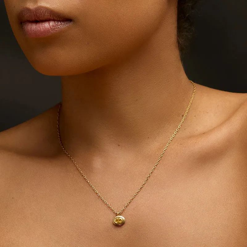 Greco Mini Necklace, Citrine, Gold