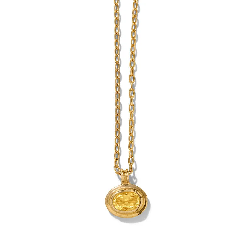 Greco Mini Necklace, Citrine, Gold