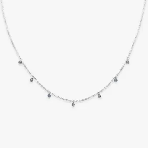 Halfway dangle Cut Pebble gemstone necklace silver