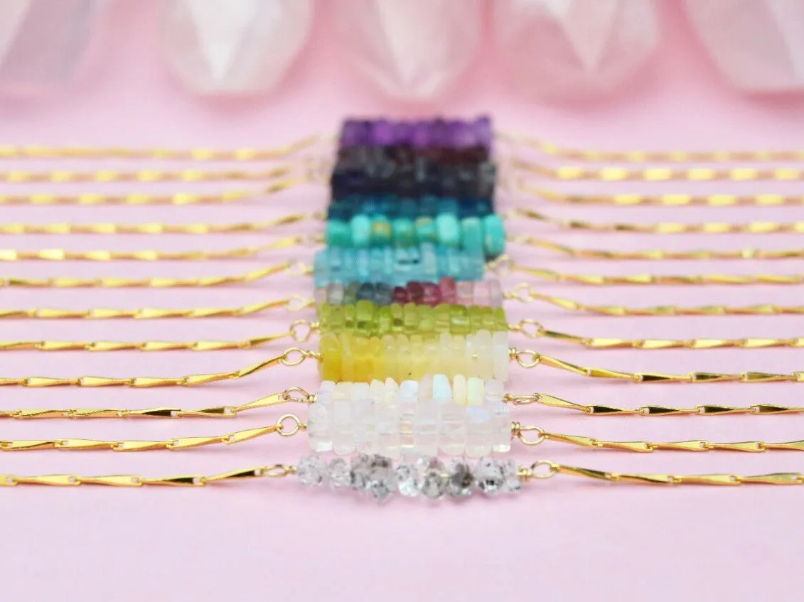 Heishi Birthstone Bar Necklace - November