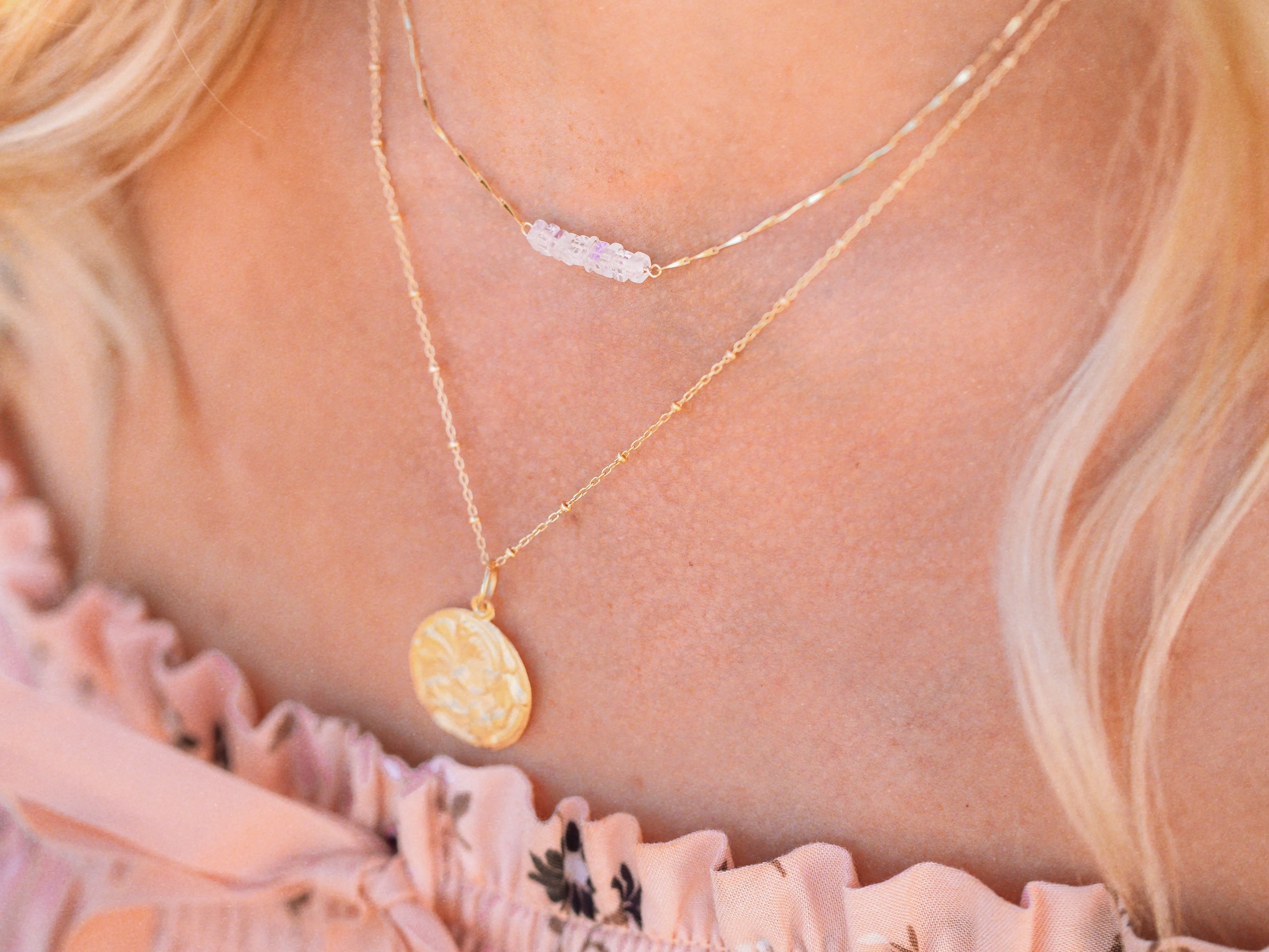 Heishi Birthstone Bar Necklace - November