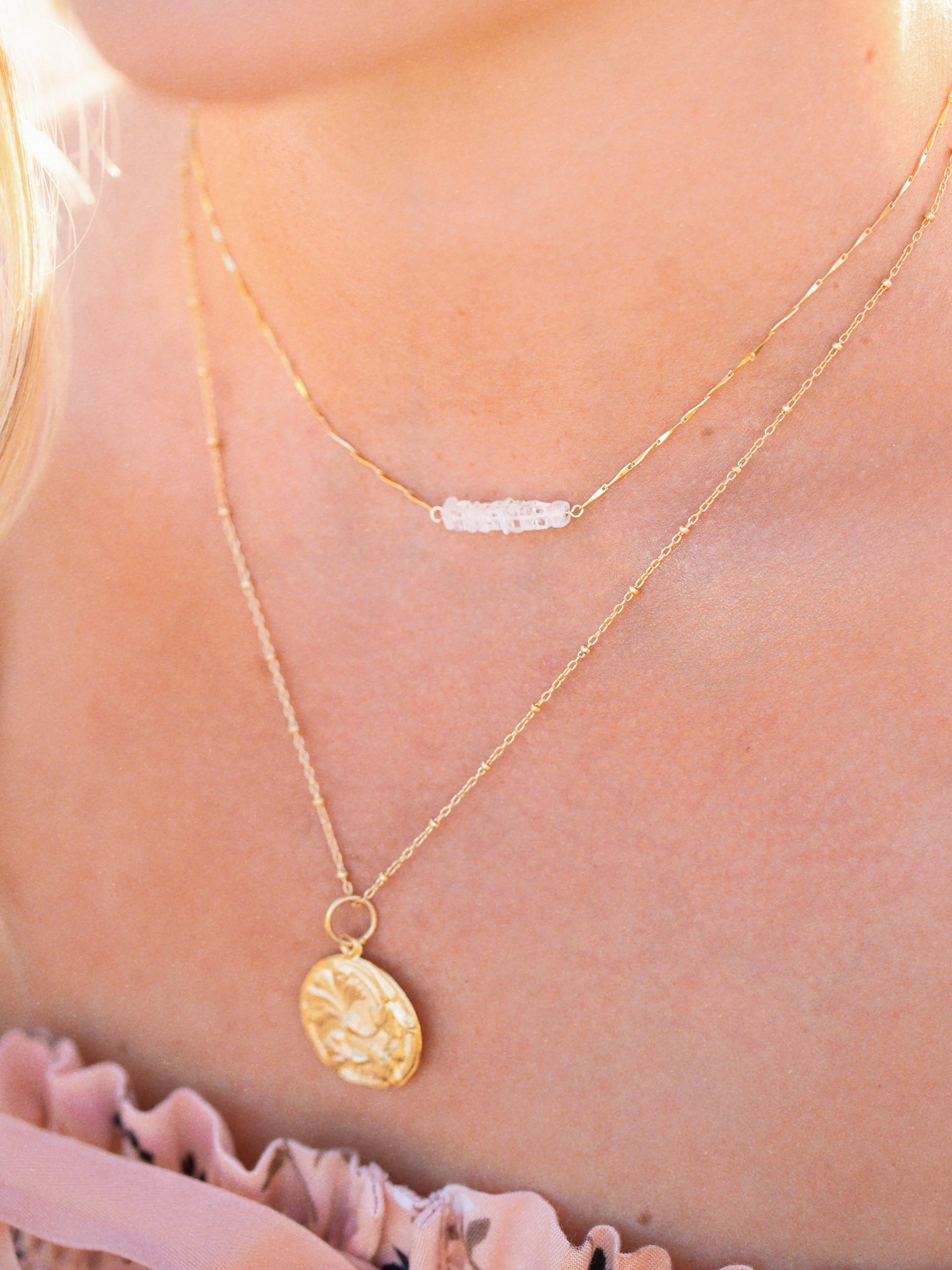 Heishi Birthstone Bar Necklace - November