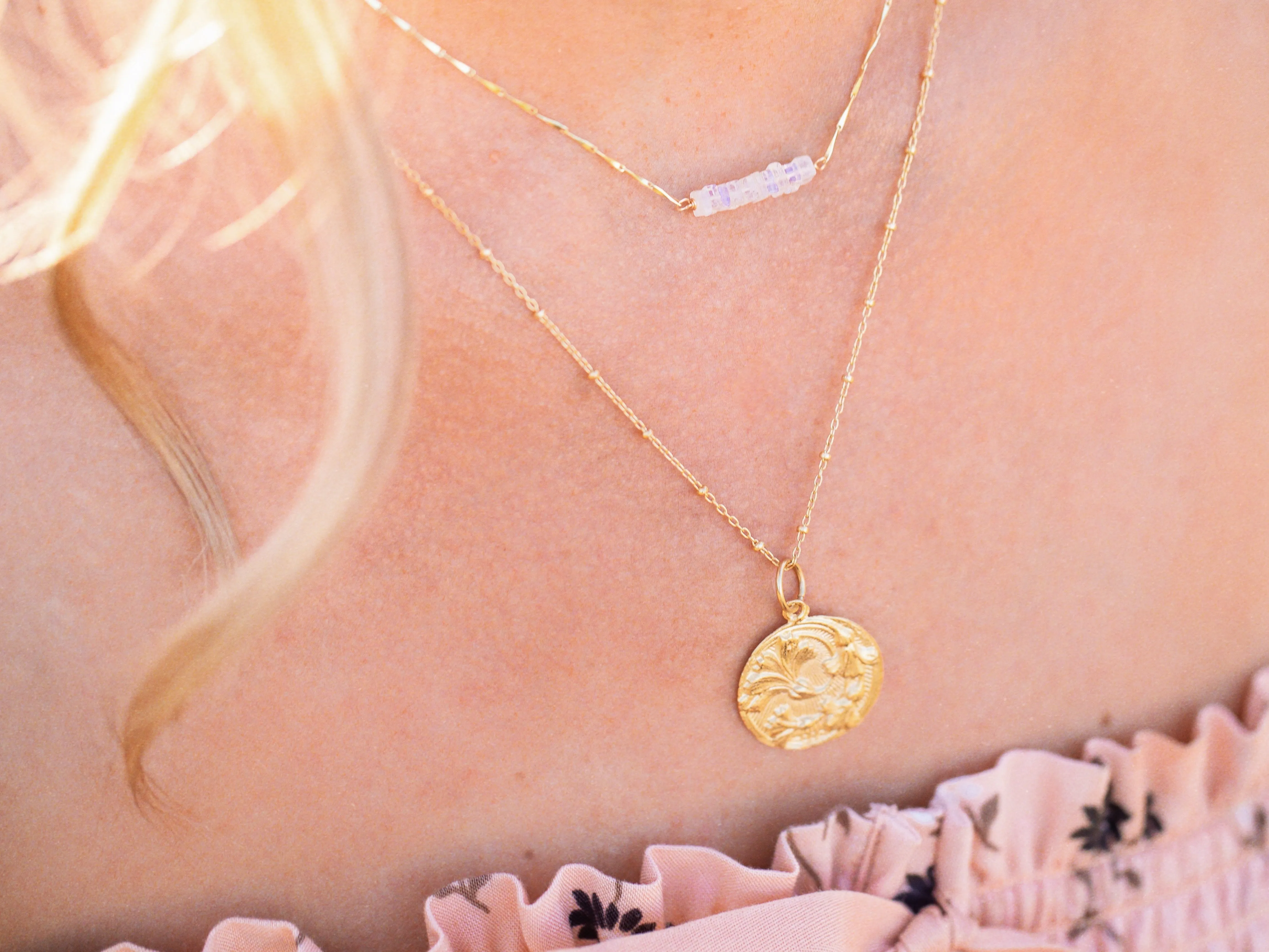 Heishi Birthstone Bar Necklace - November