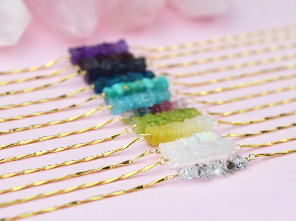 Heishi Birthstone Bar Necklace - November