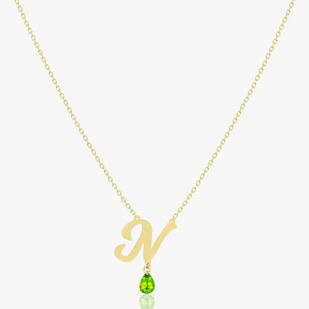 Initial Necklace in Peridot