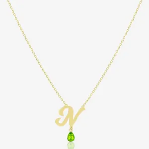 Initial Necklace in Peridot