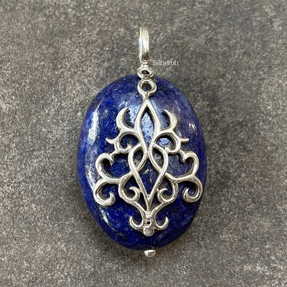 Lapis Lazuli Filigree Silver Pendant