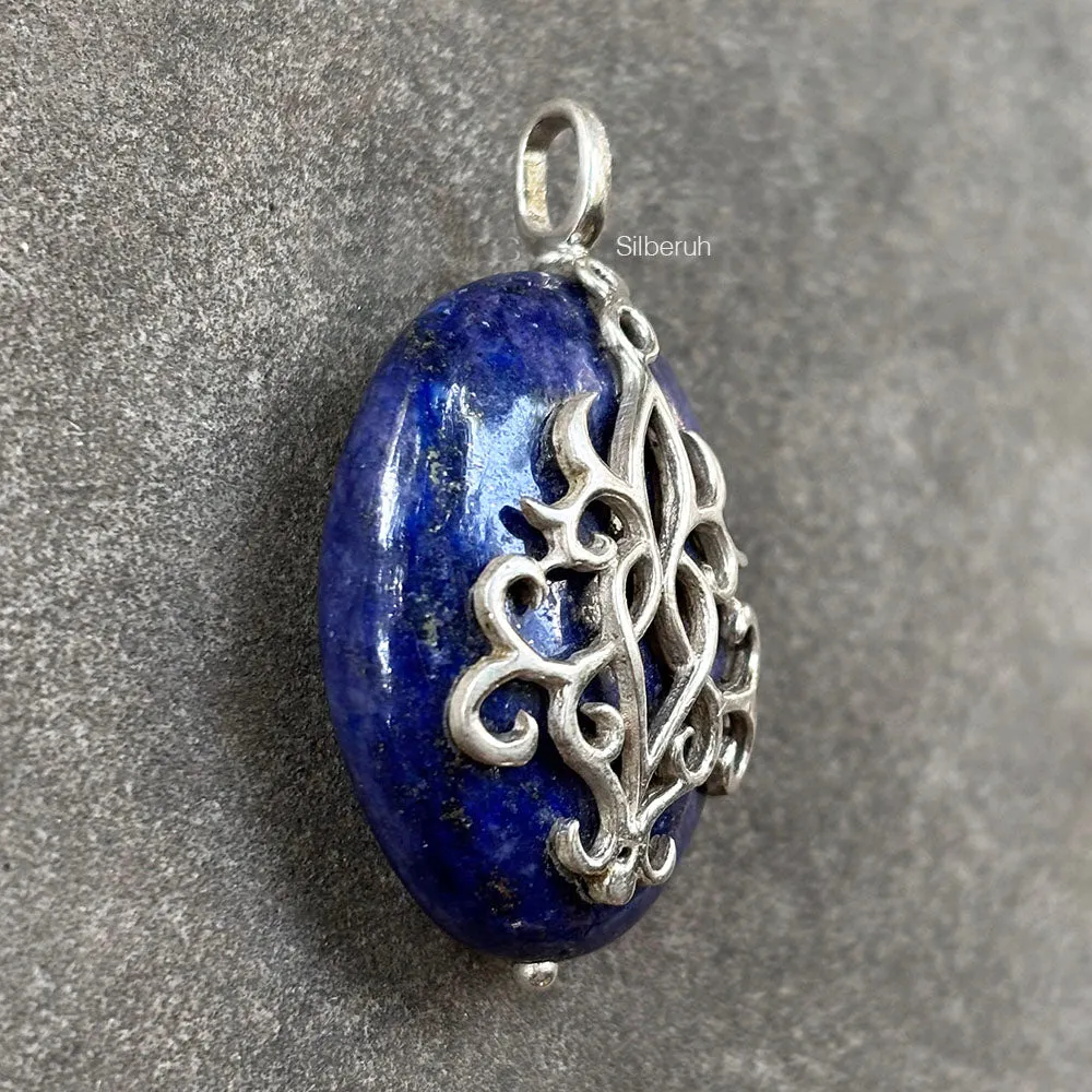 Lapis Lazuli Filigree Silver Pendant
