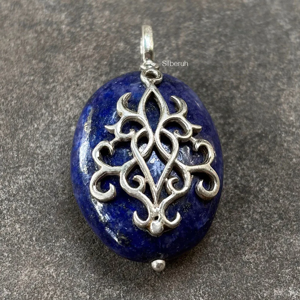 Lapis Lazuli Filigree Silver Pendant
