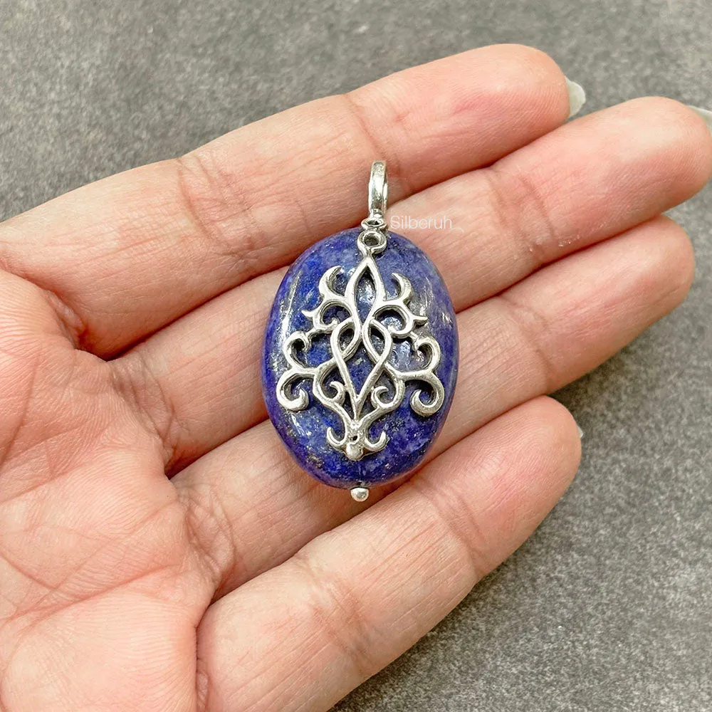 Lapis Lazuli Filigree Silver Pendant