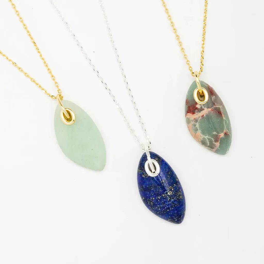 Lapis Silver Organic Stone Necklace