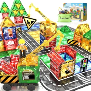 Magworld® Kids Games Magnetic Tiles Road Set with Extendable Magnetic Crane, City Construction Building Toys for Toddlers STEM Preschool Toys Ages 4-6 5-7, Gifts for 3  Year Old Boys Girls Kids Toys with Car Magworld® Kids Games Magnetic Tiles Road Set with Extendable Magnetic Crane, City Construction Building Toys for Toddlers STEM Preschool Toys Ages 4-6 5-7, Gifts for 3  Year Old Boys Girls Kids Toys with Car